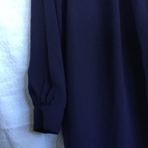 H&M Chiffon Shift Dress  Navy Blue Size 10 Lined Sheer Sleeves - Picture 7 of 14